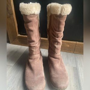 Brown fur boots